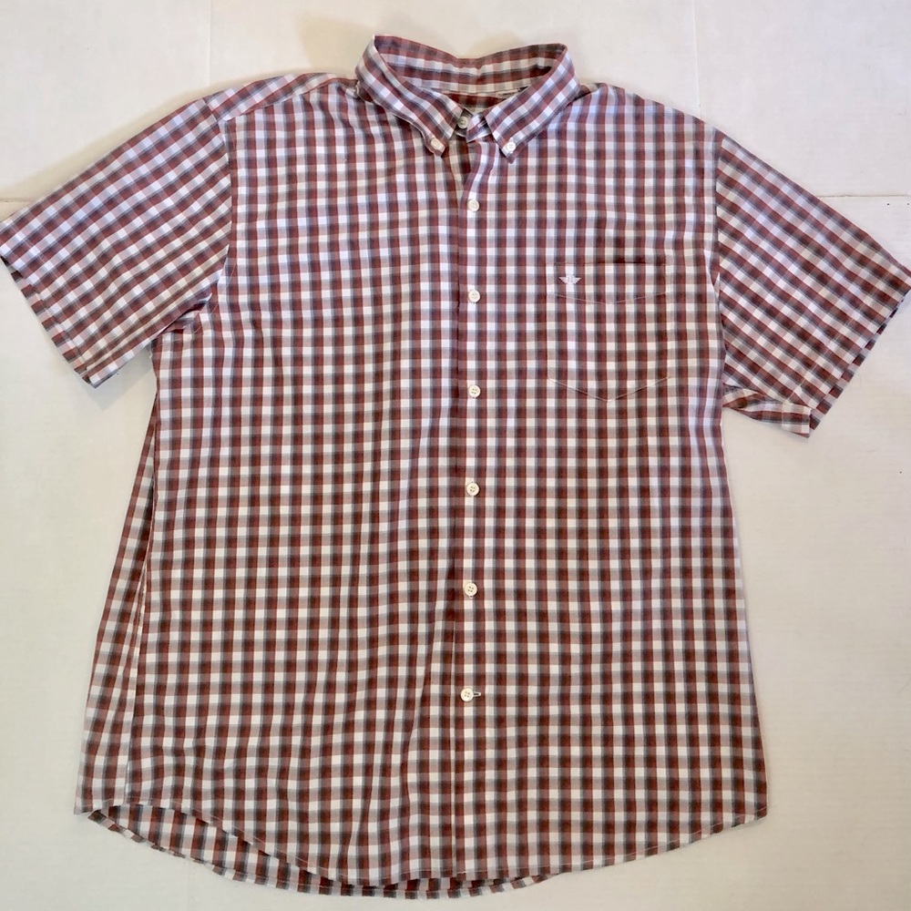 Dockers XXL Soft Rust and Gray Plaid Button Down Gently Used No Flaws